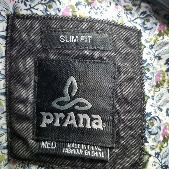 Prana Kellan Button Down Shirt Men’s M Cargo Slim Fit Grey Flip Cuff Pearl Snap - Picture 6 of 16